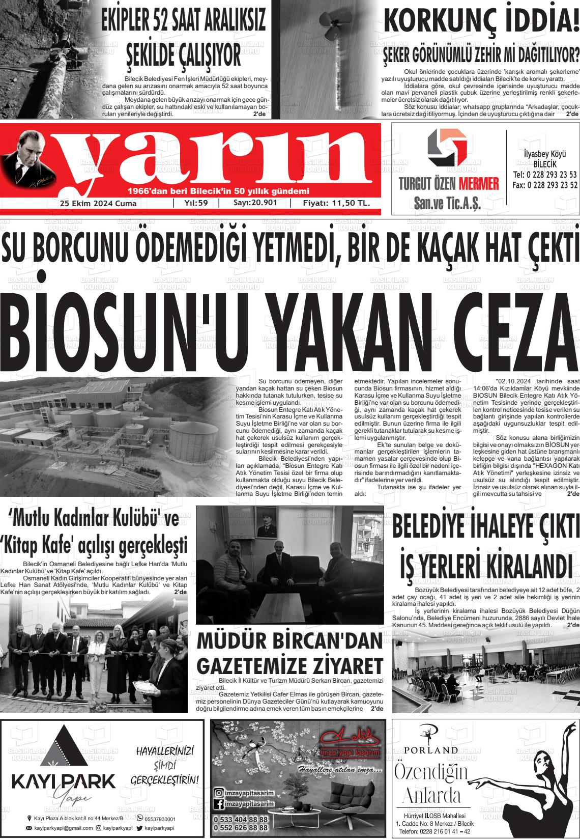 25 Ekim 2024 Gazete Yarın 11 Gazete Manşeti