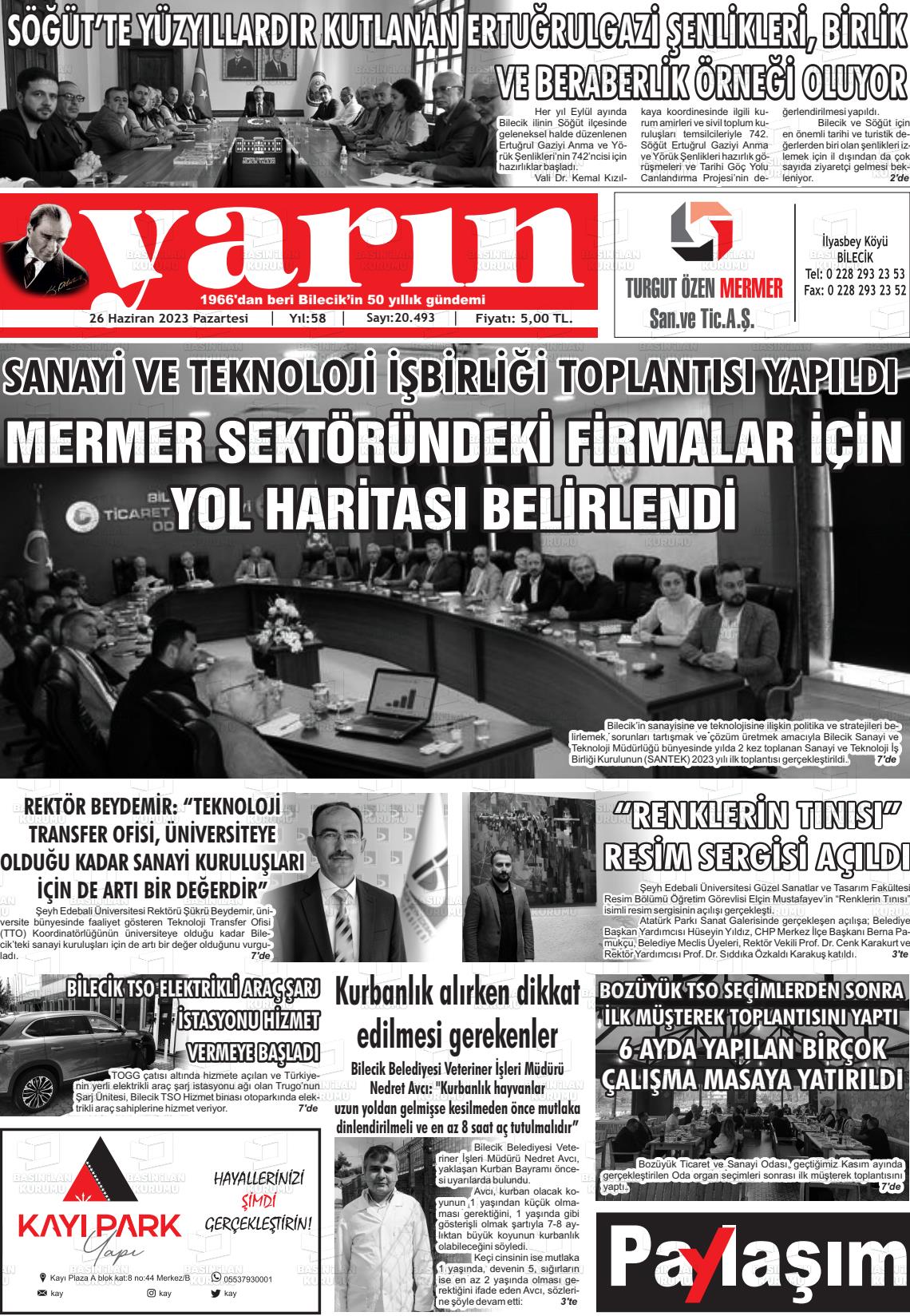 27 Haziran 2023 Gazete Yarın 11 Gazete Manşeti