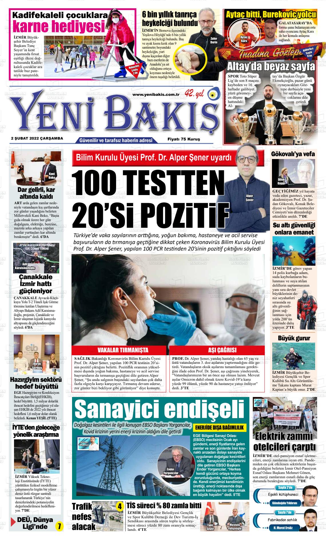 02 Şubat 2022 Yeni Bakış Gazete Manşeti