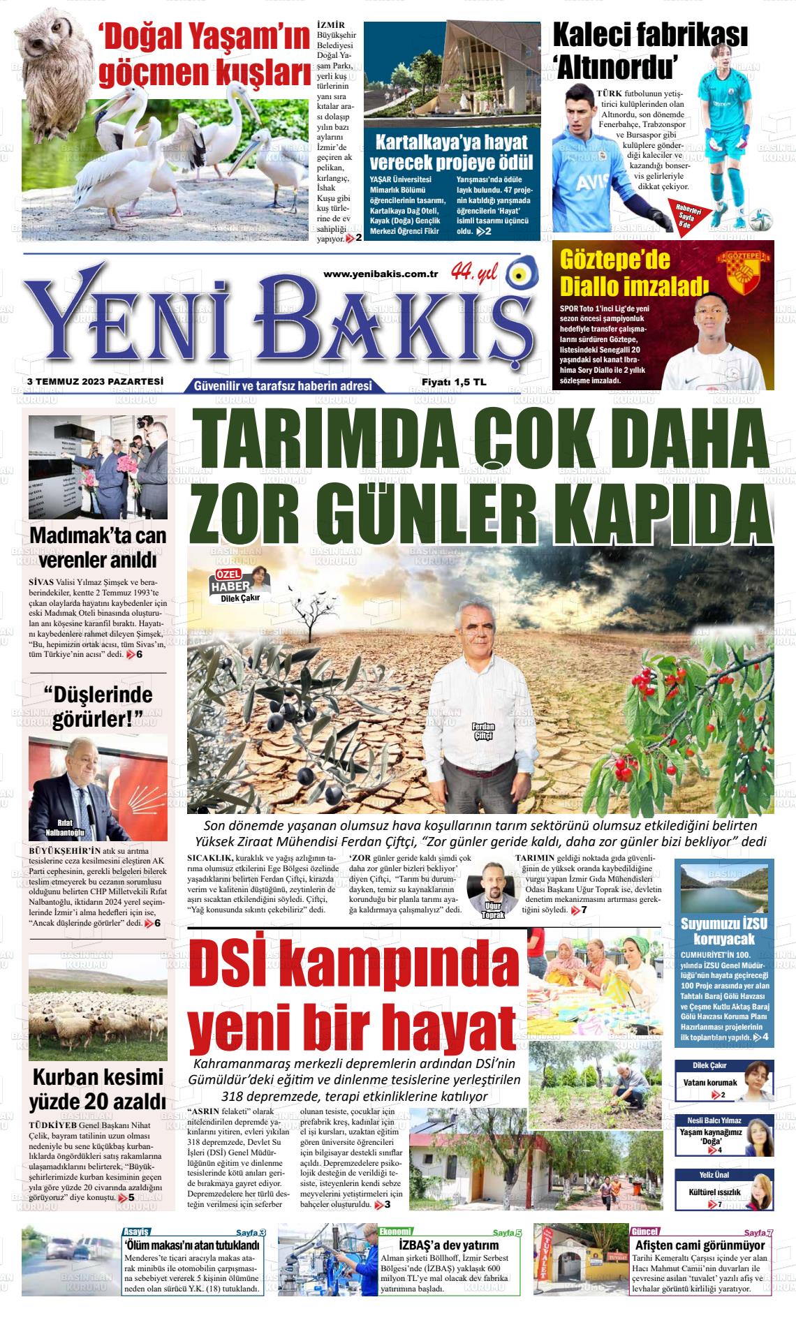 04 Temmuz 2023 Yeni Bakış Gazete Manşeti