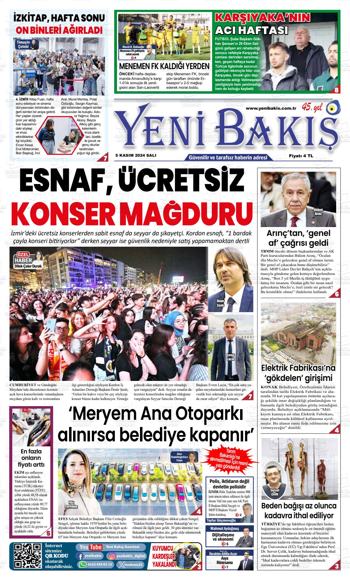 05 Kasım 2024 Yeni Bakış Gazete Manşeti