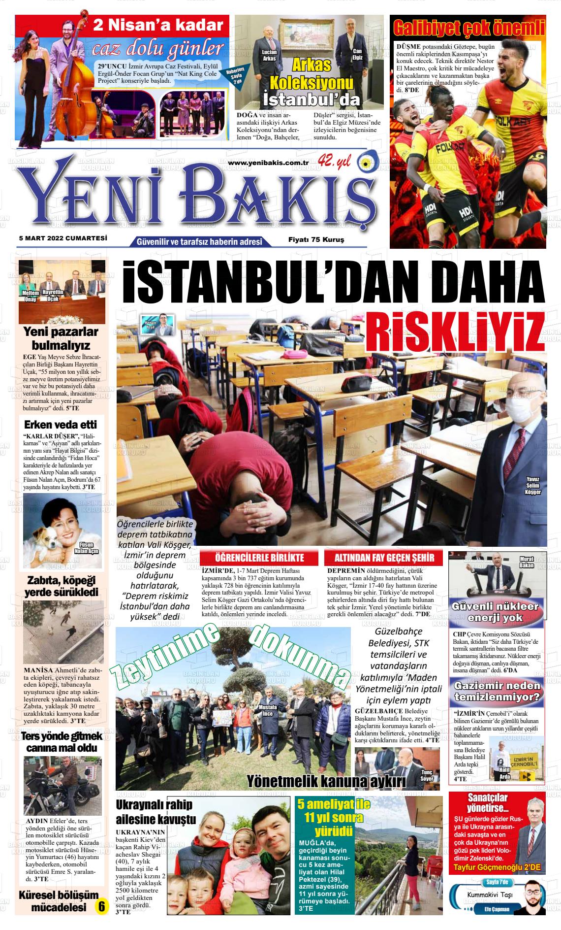 05 Mart 2022 Yeni Bakış Gazete Manşeti