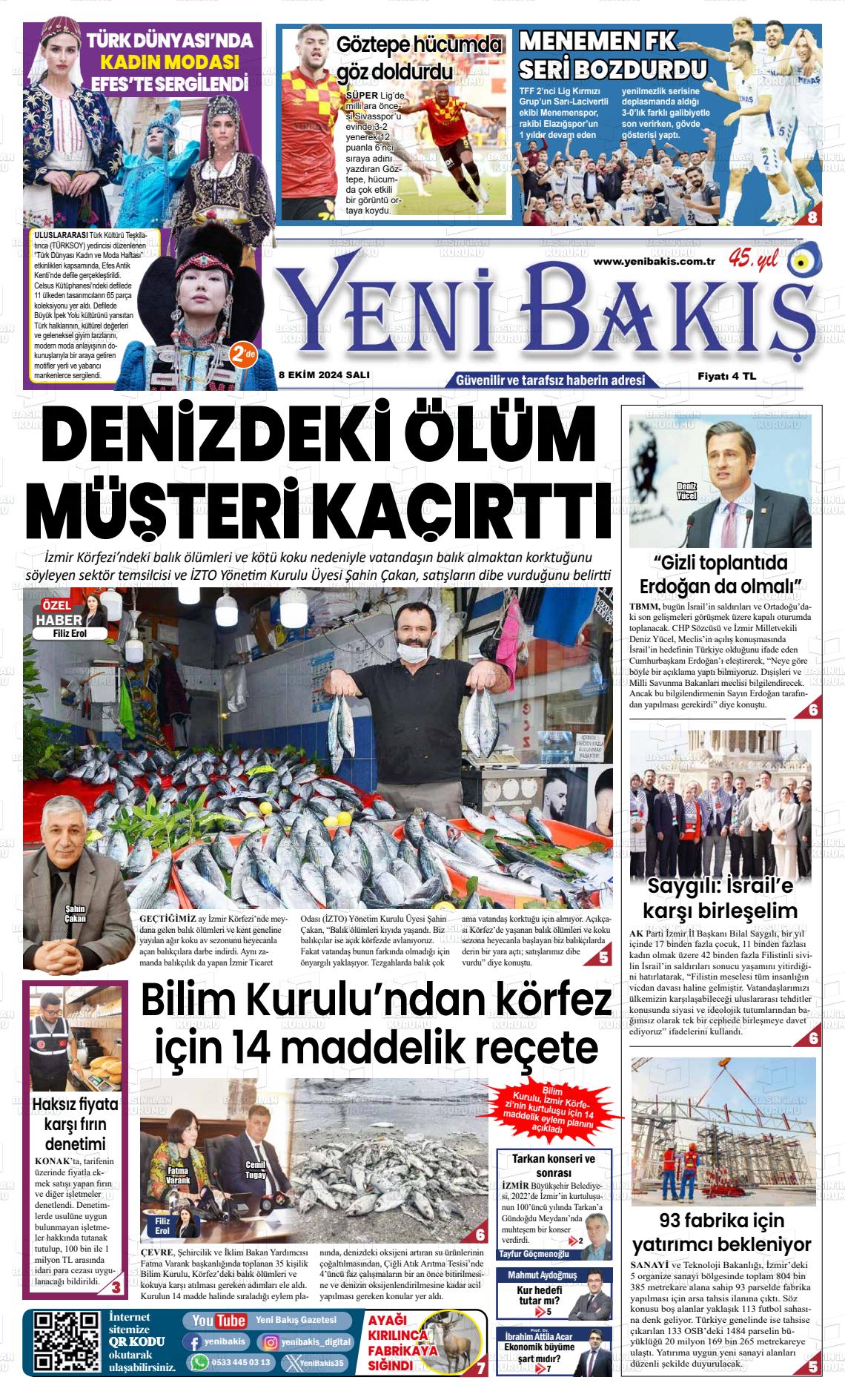 08 Ekim 2024 Yeni Bakış Gazete Manşeti