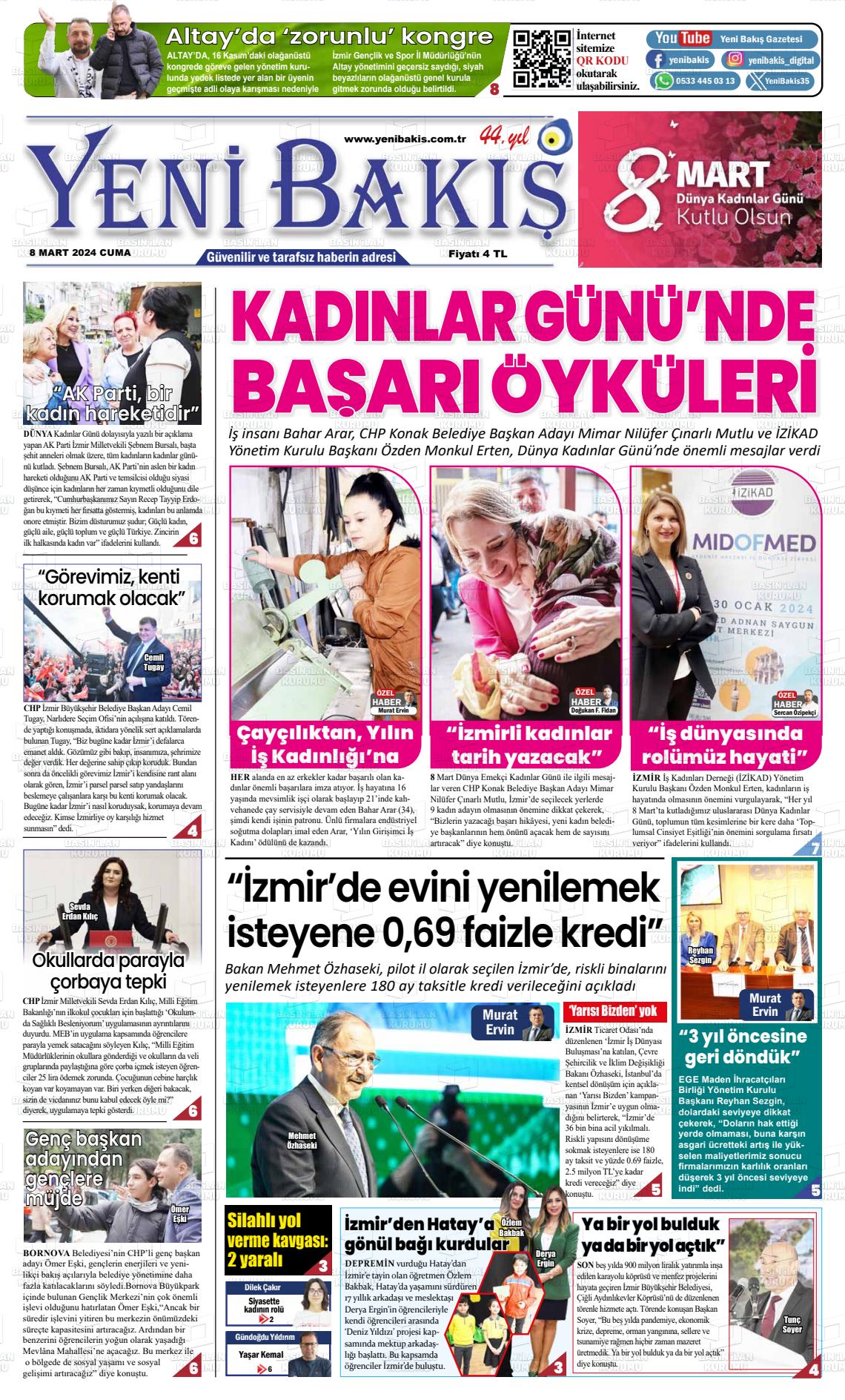 08 Mart 2024 Yeni Bakış Gazete Manşeti