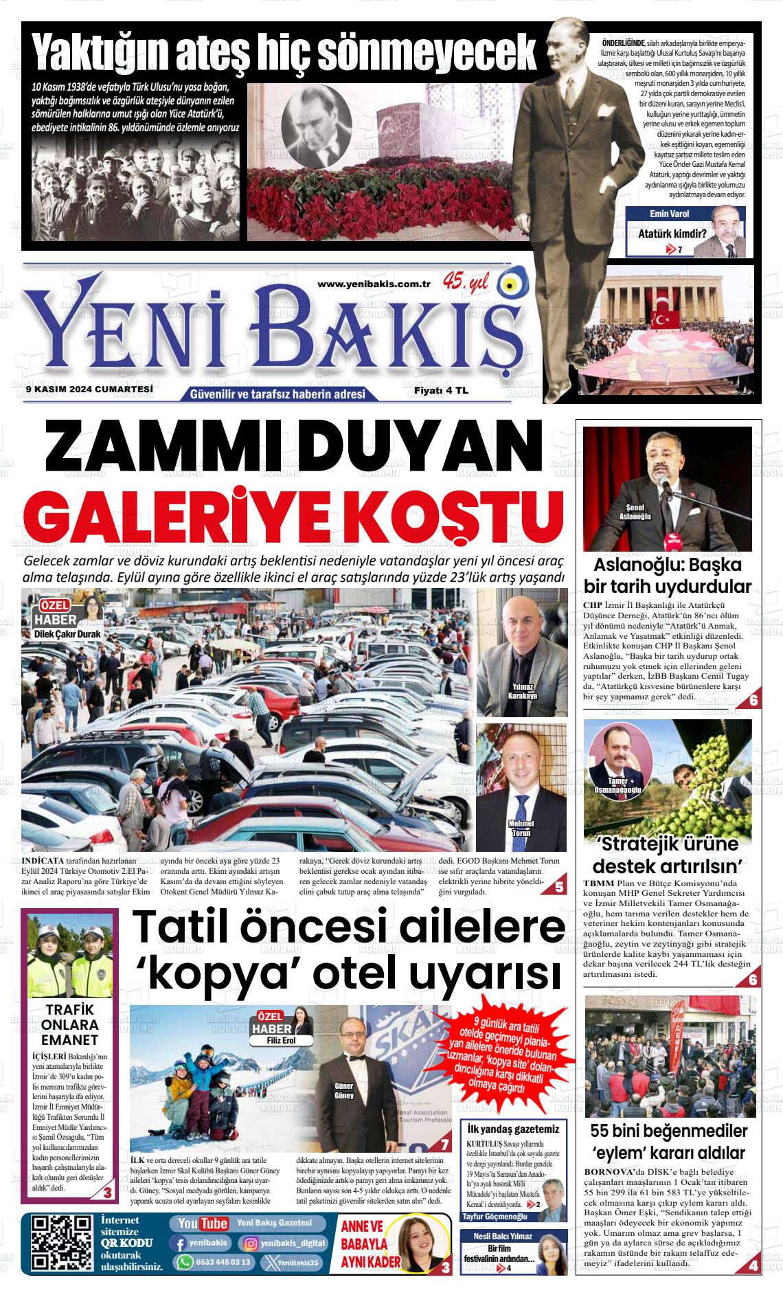 09 Kasım 2024 Yeni Bakış Gazete Manşeti