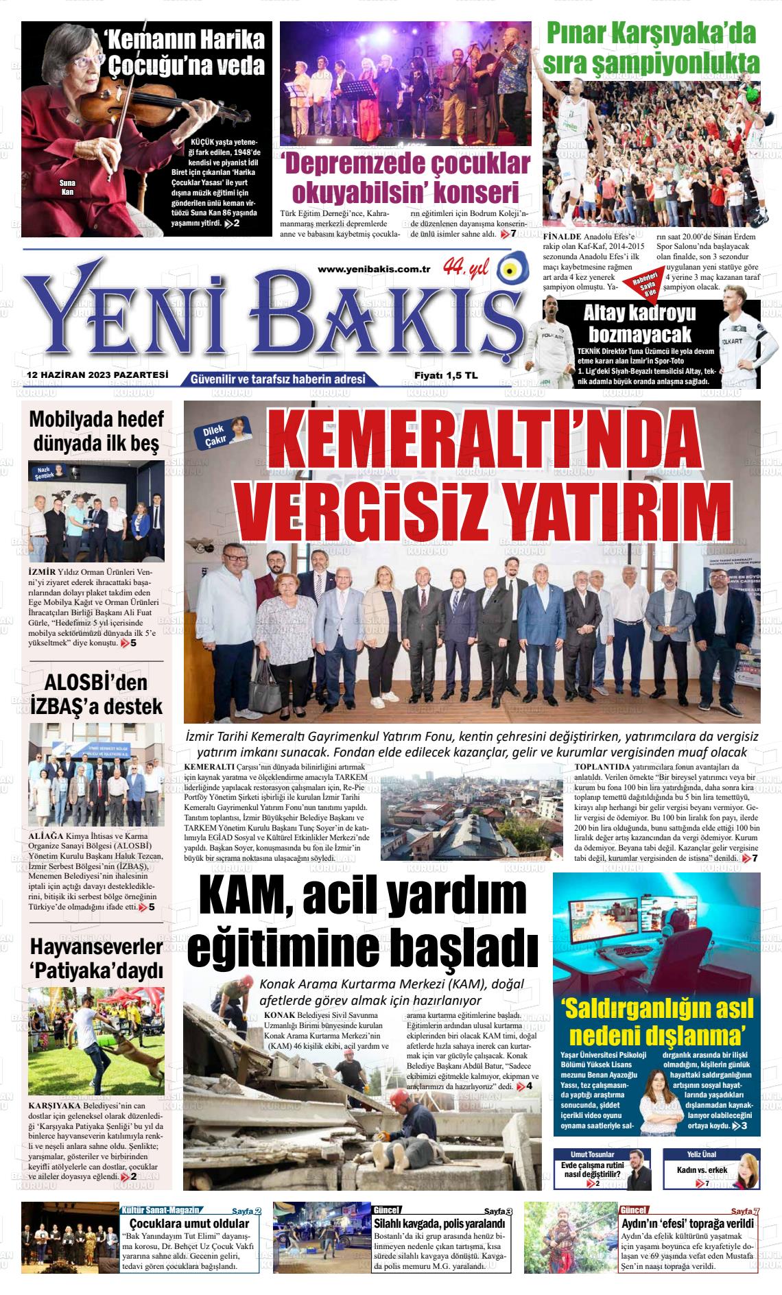 12 Haziran 2023 Yeni Bakış Gazete Manşeti