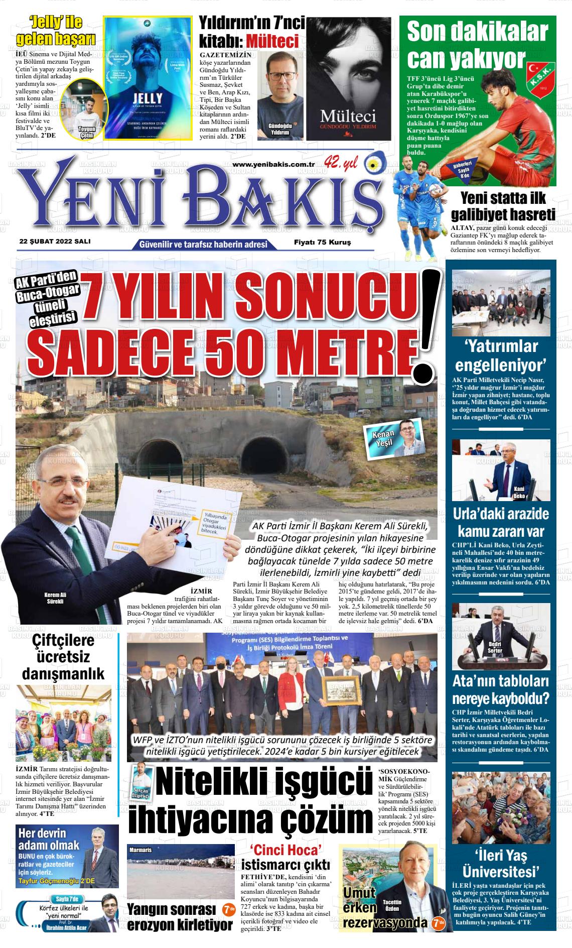 22 Şubat 2022 Yeni Bakış Gazete Manşeti