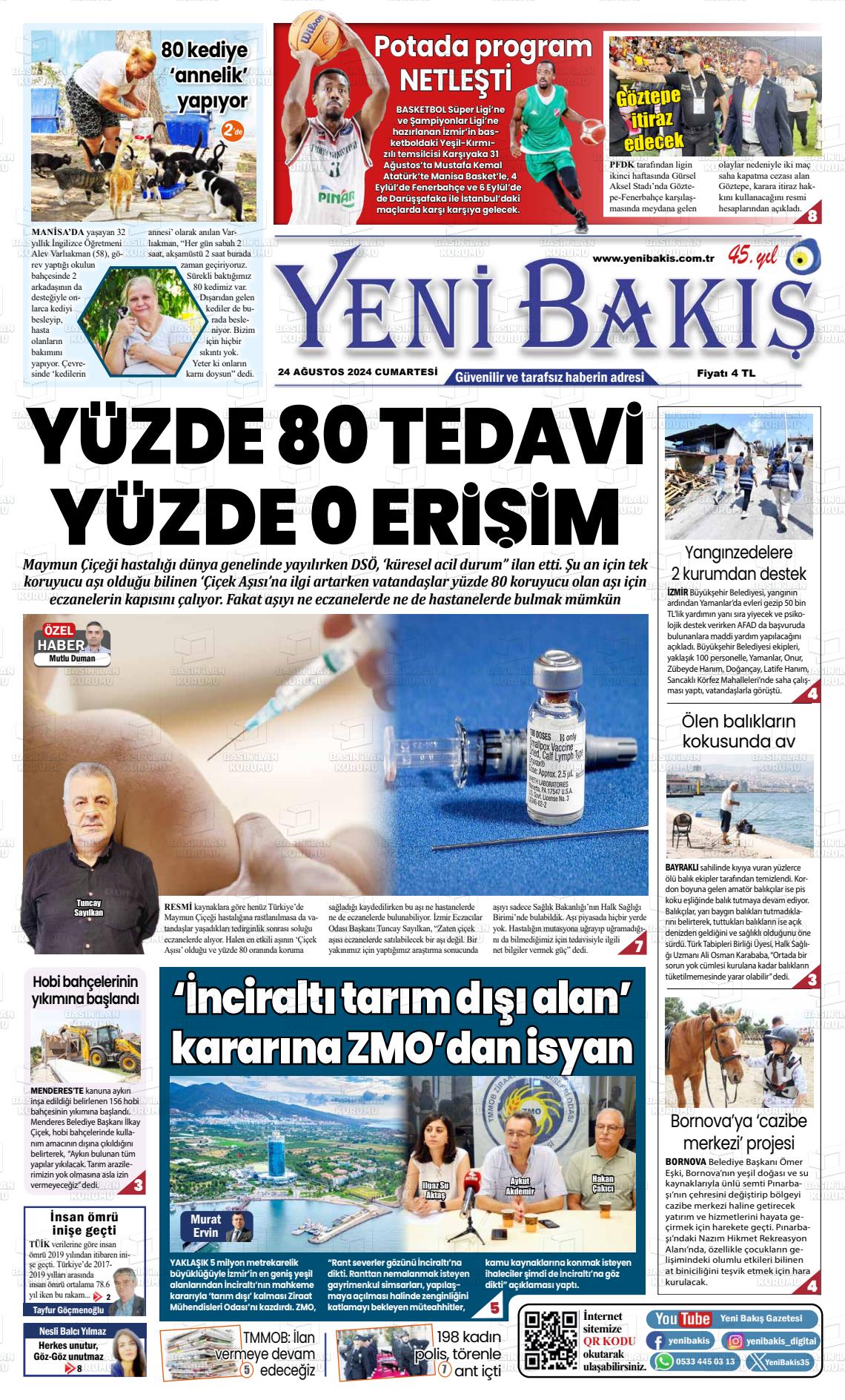 24 Ağustos 2024 Yeni Bakış Gazete Manşeti