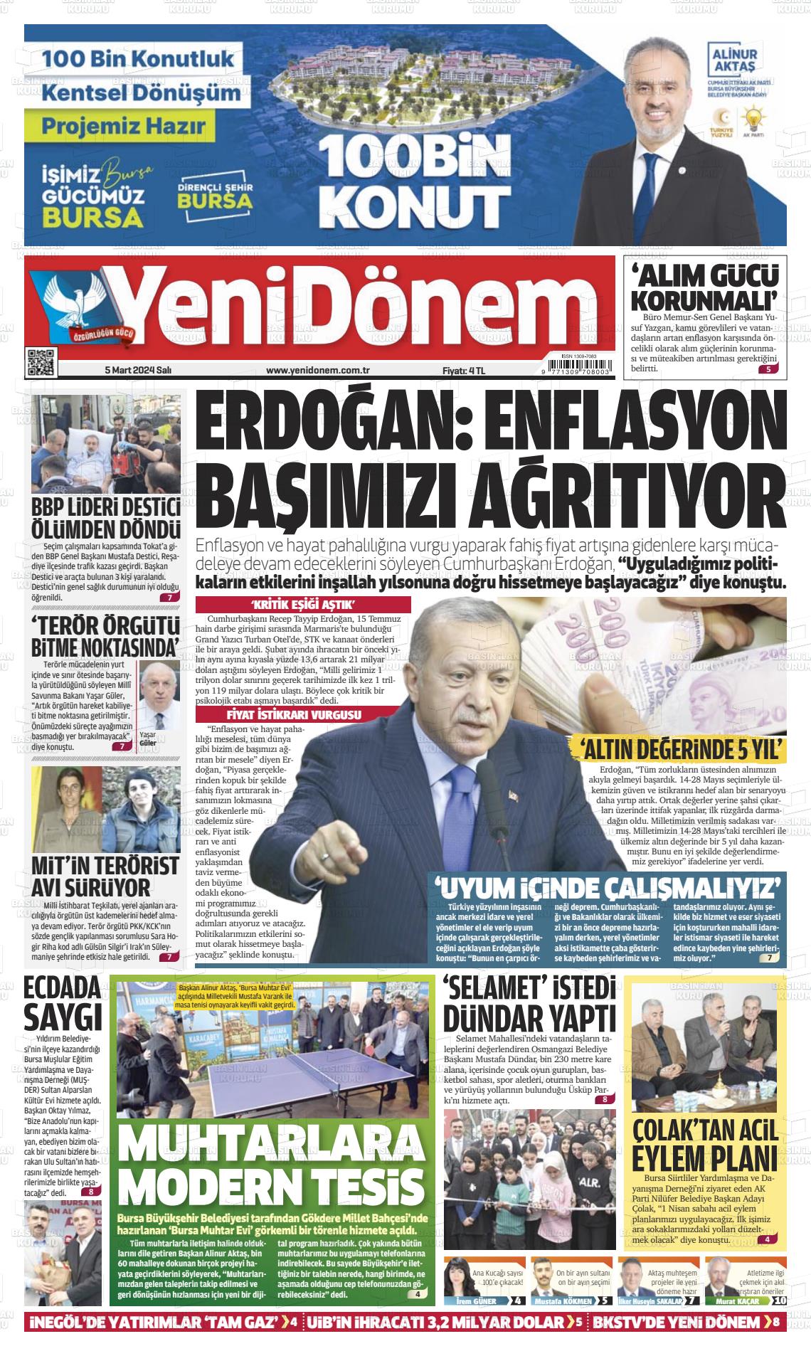 06 Mart 2024 Yeni Dönem Gazete Manşeti