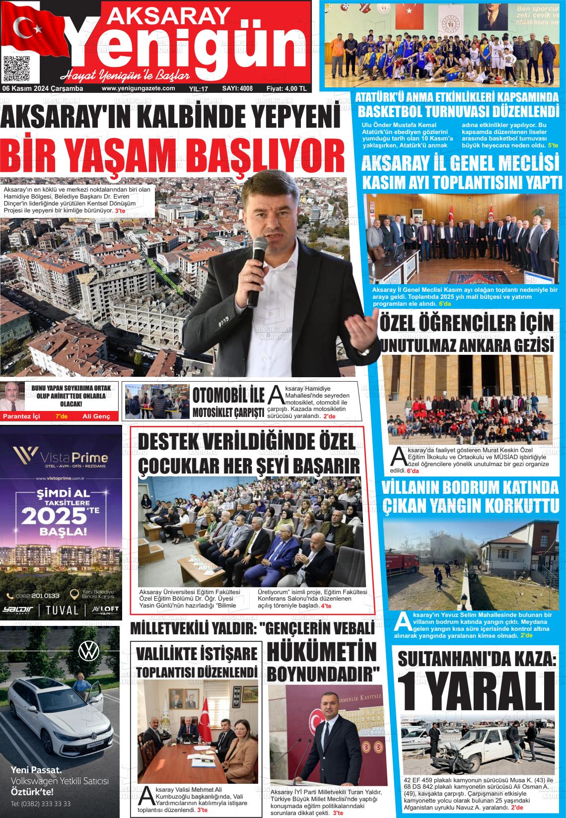 06 Kasım 2024 Yenigün Gazete Manşeti