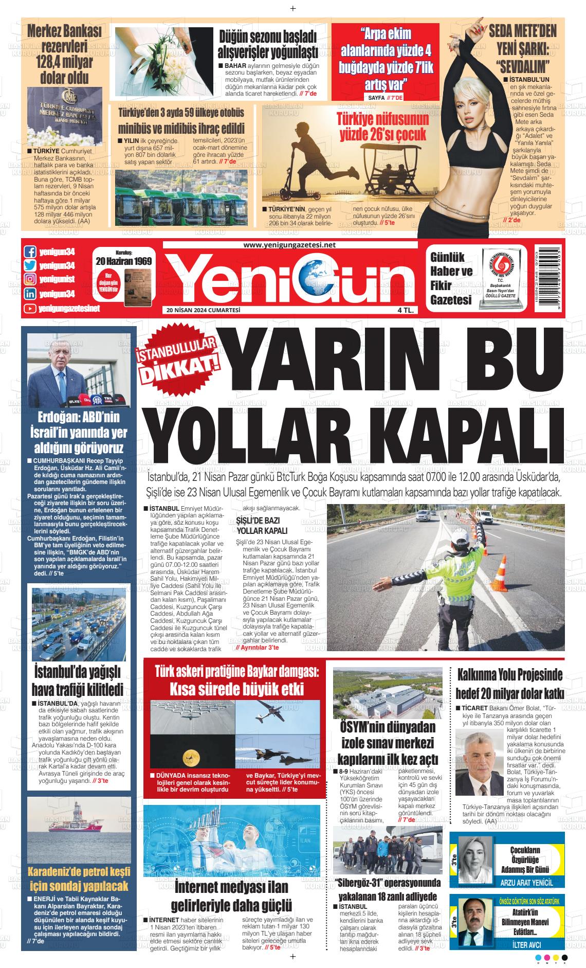 20 Nisan 2024 Fatih Yenigün Gazete Manşeti