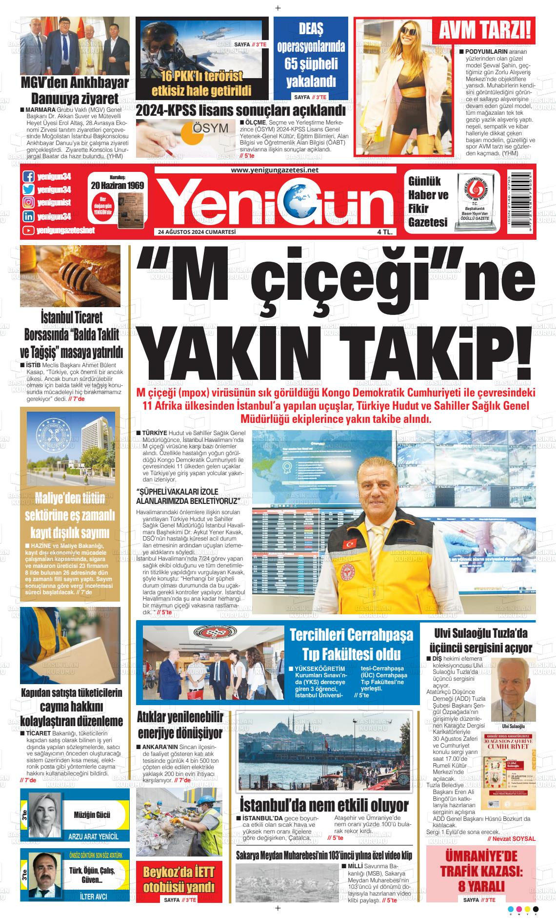 24 Ağustos 2024 Fatih Yenigün Gazete Manşeti