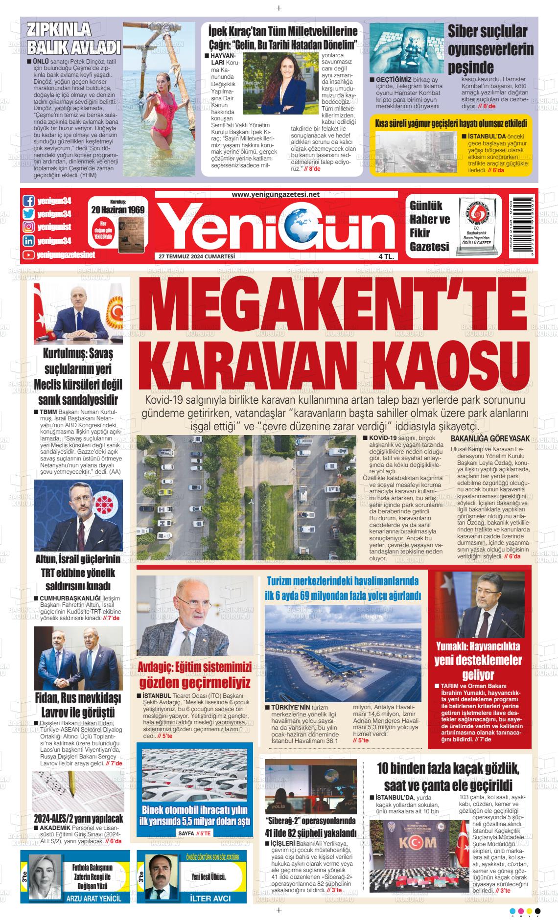 27 Temmuz 2024 Fatih Yenigün Gazete Manşeti