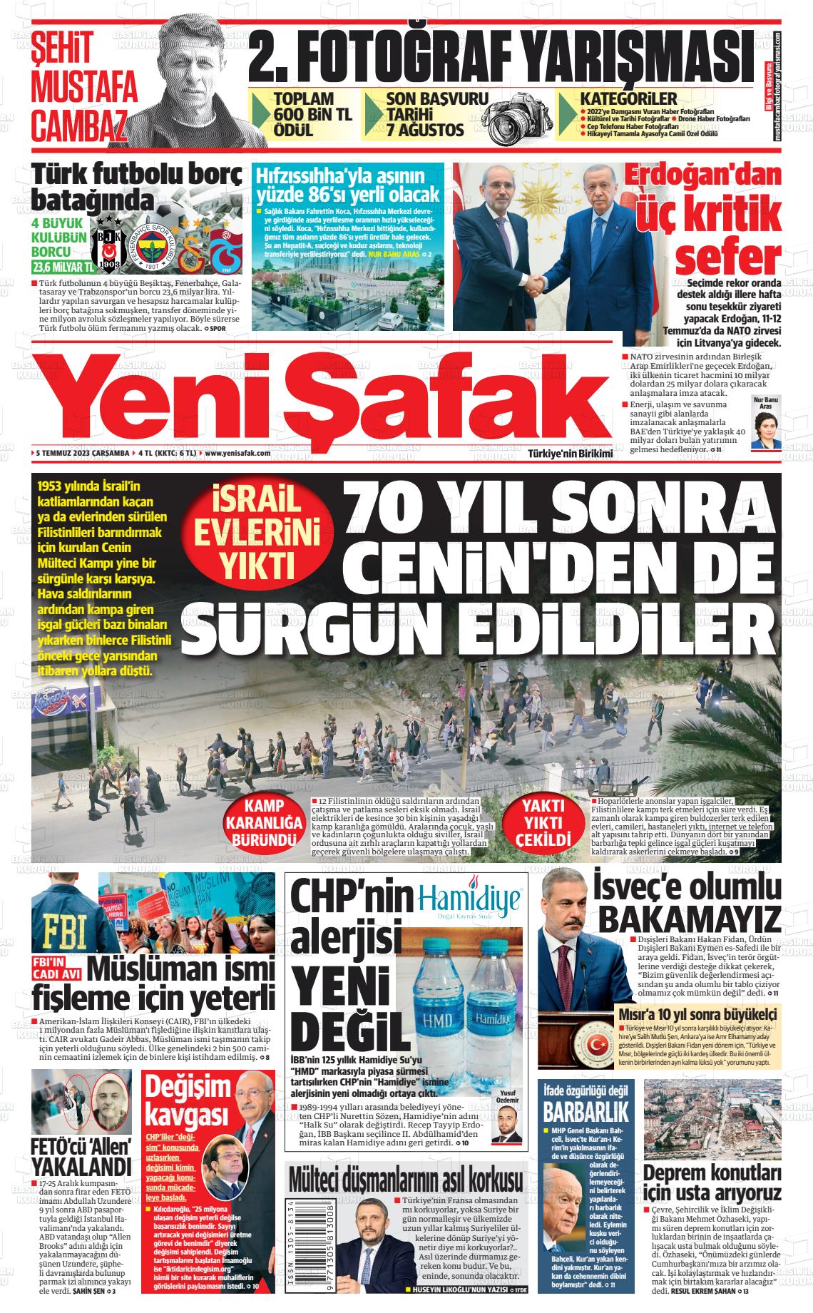 05 Temmuz 2023 Yeni Şafak Gazete Manşeti