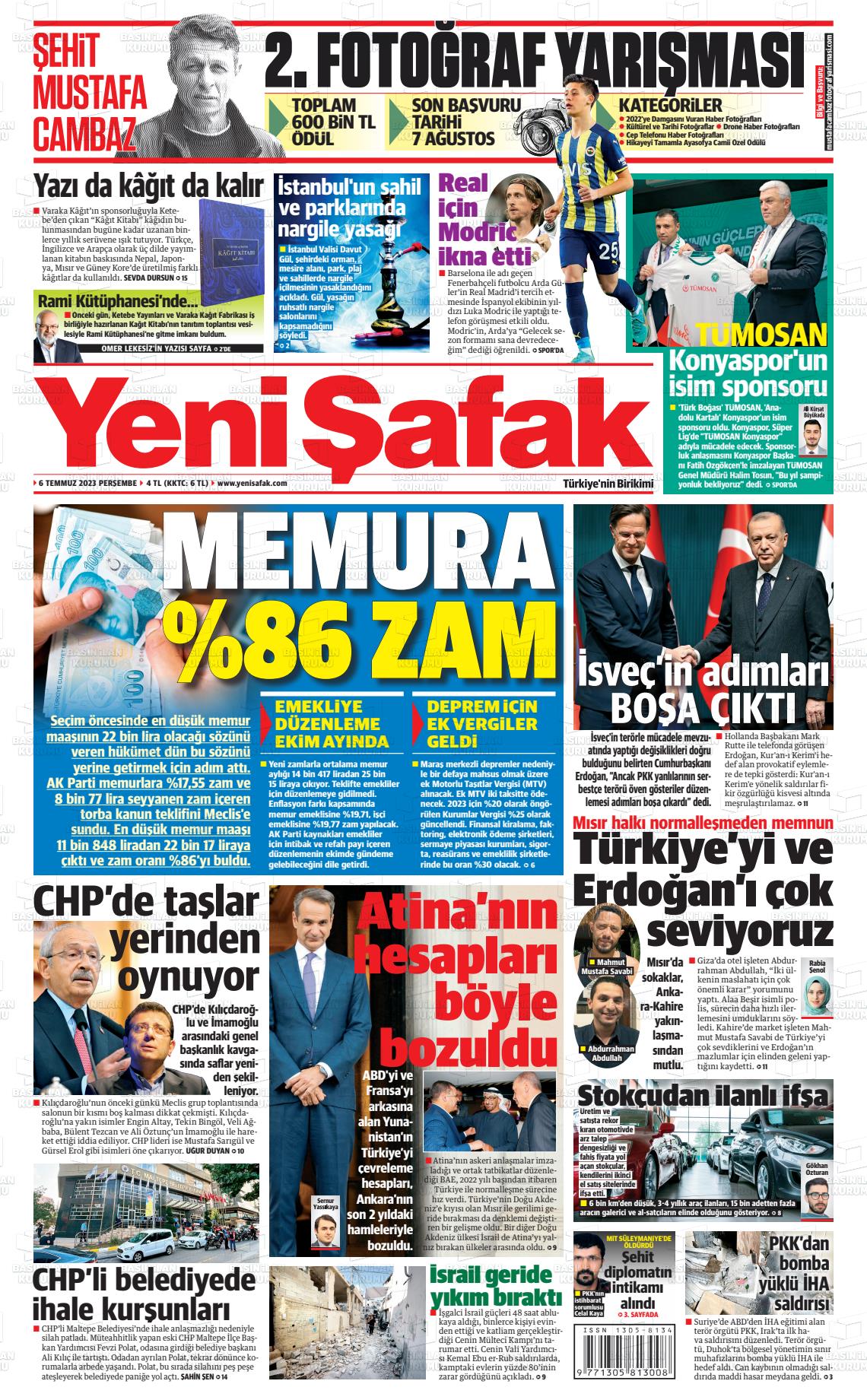 06 Temmuz 2023 Yeni Şafak Gazete Manşeti