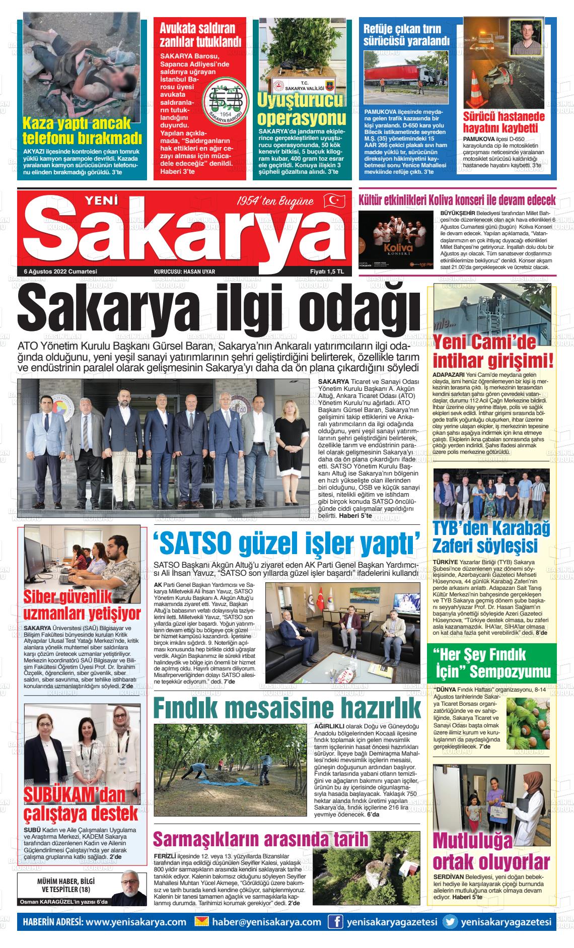 04 Ekim 2022 Yeni Sakarya Gazete Manşeti