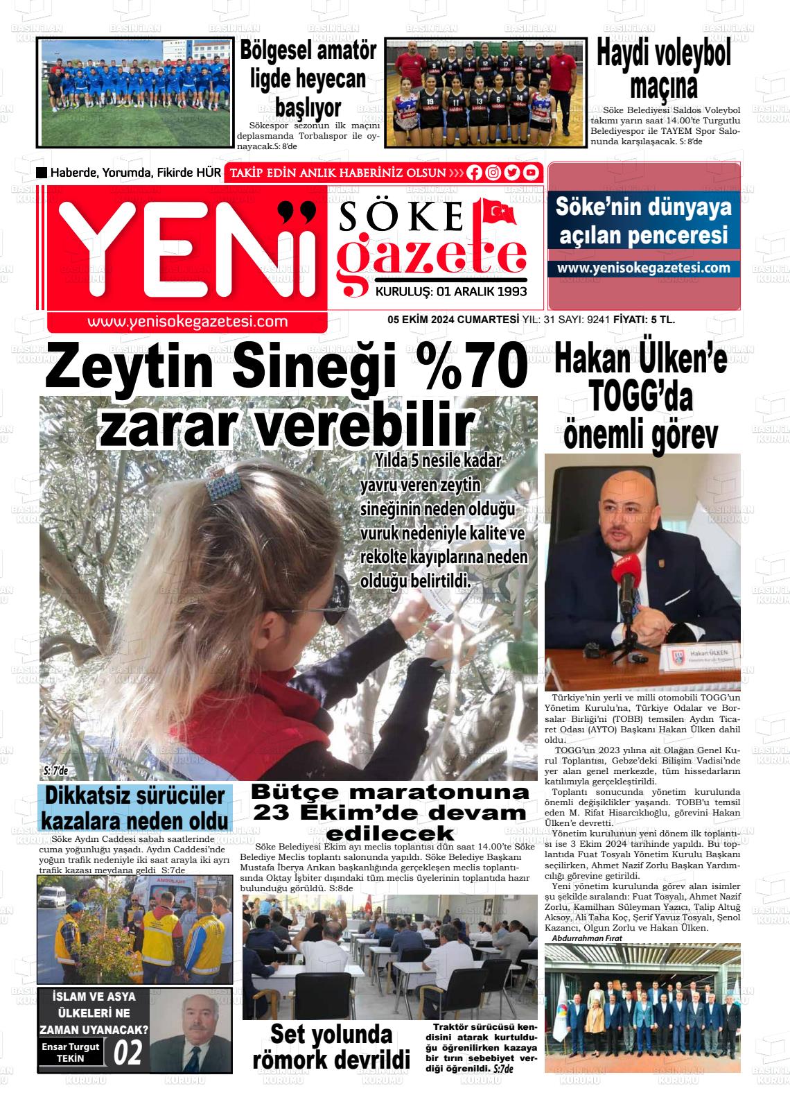 05 Ekim 2024 Yeni Söke Gazete Manşeti