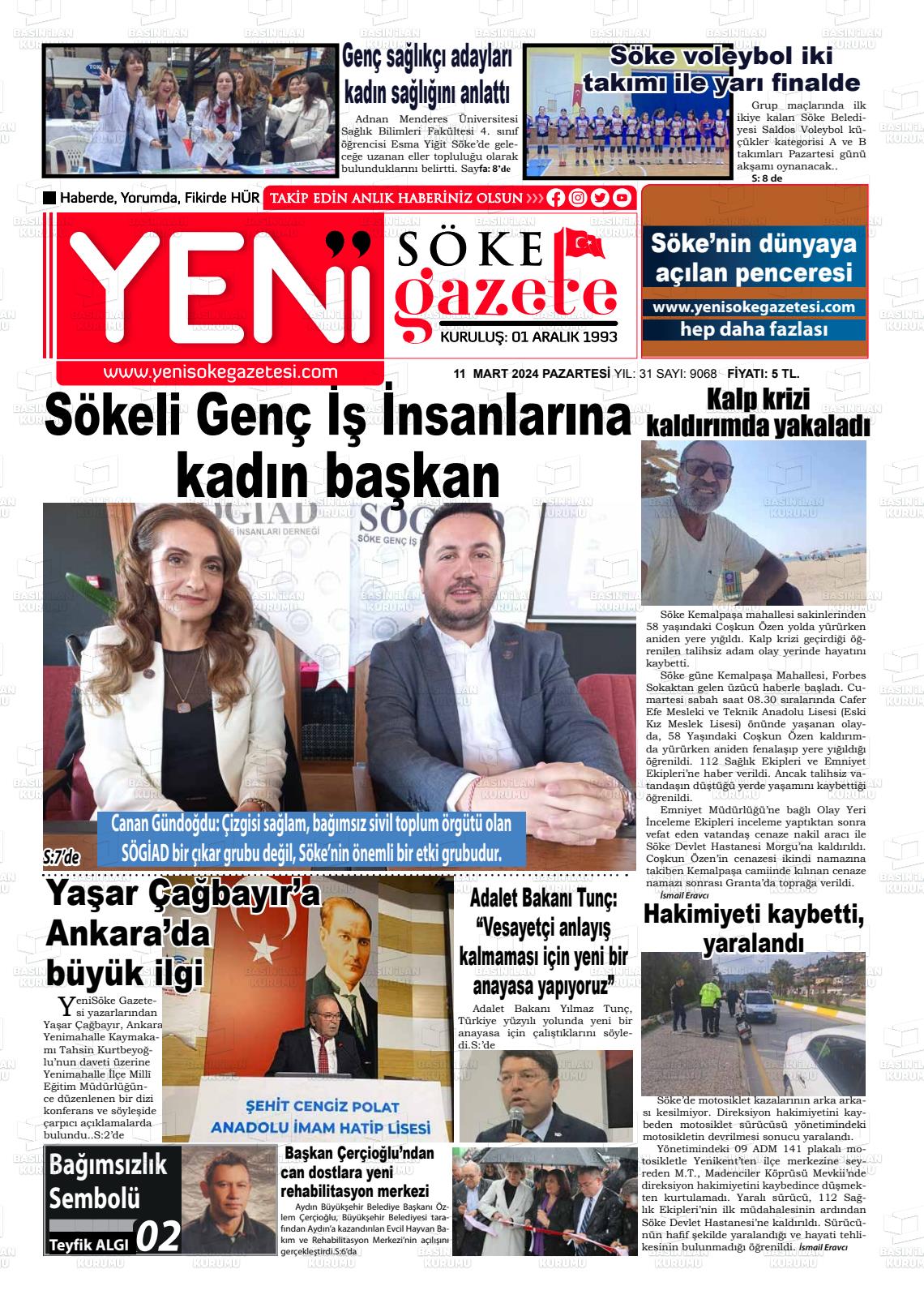 11 Mart 2024 Yeni Söke Gazete Manşeti