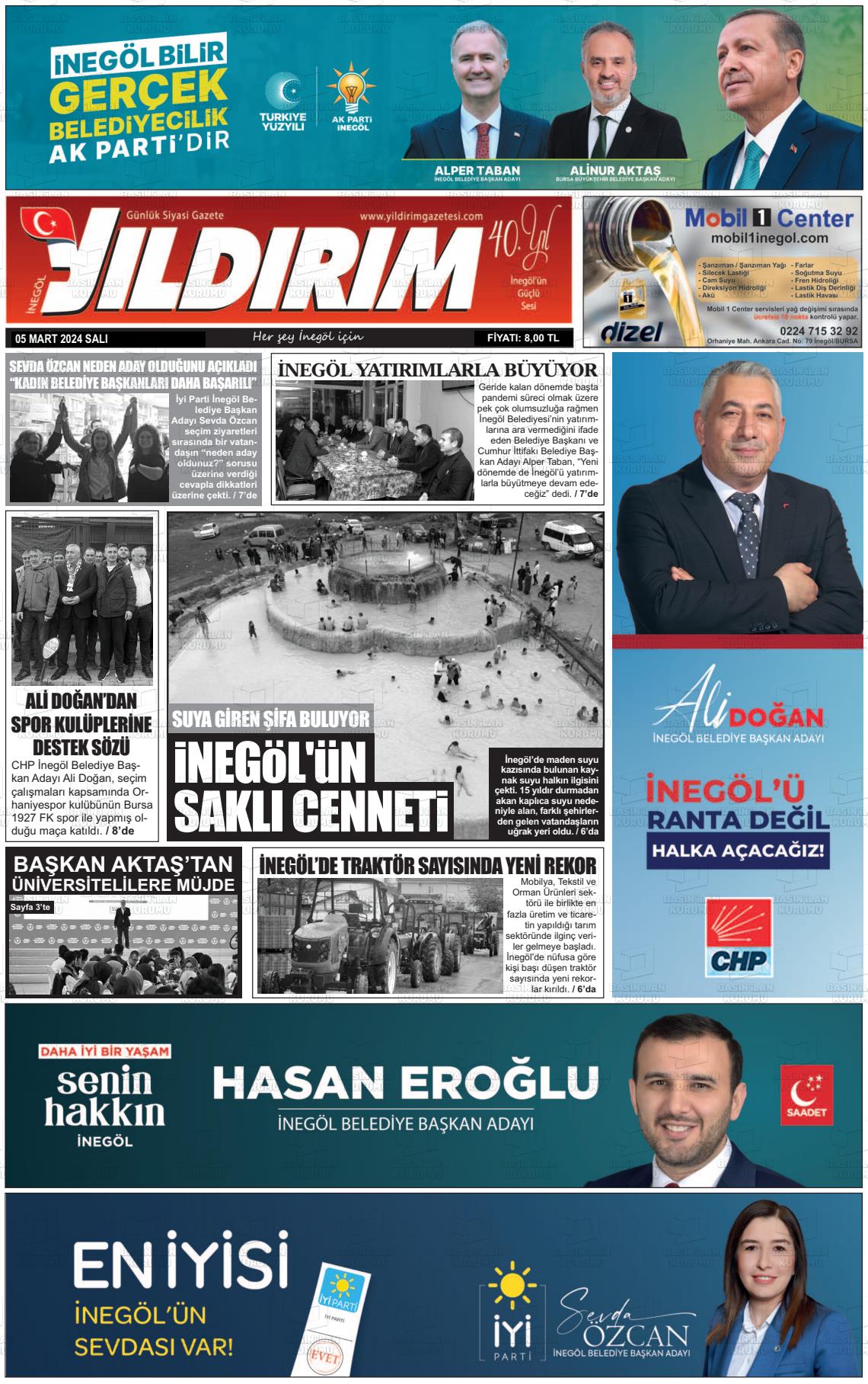 05 Mart 2024 Yildirim Gazete Manşeti