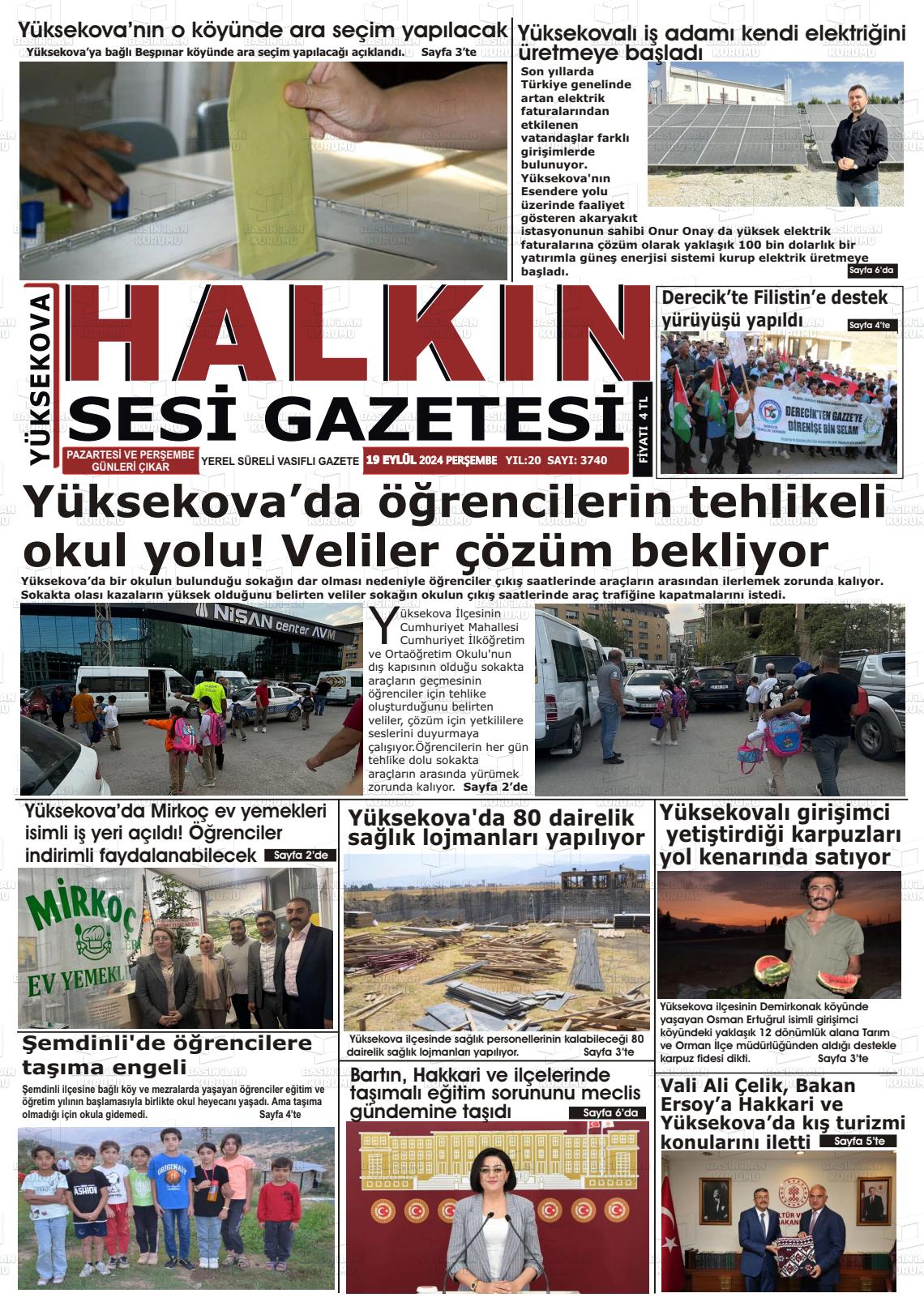 19 Eylül 2024 Yüksekova Halkın Sesi Gazete Manşeti